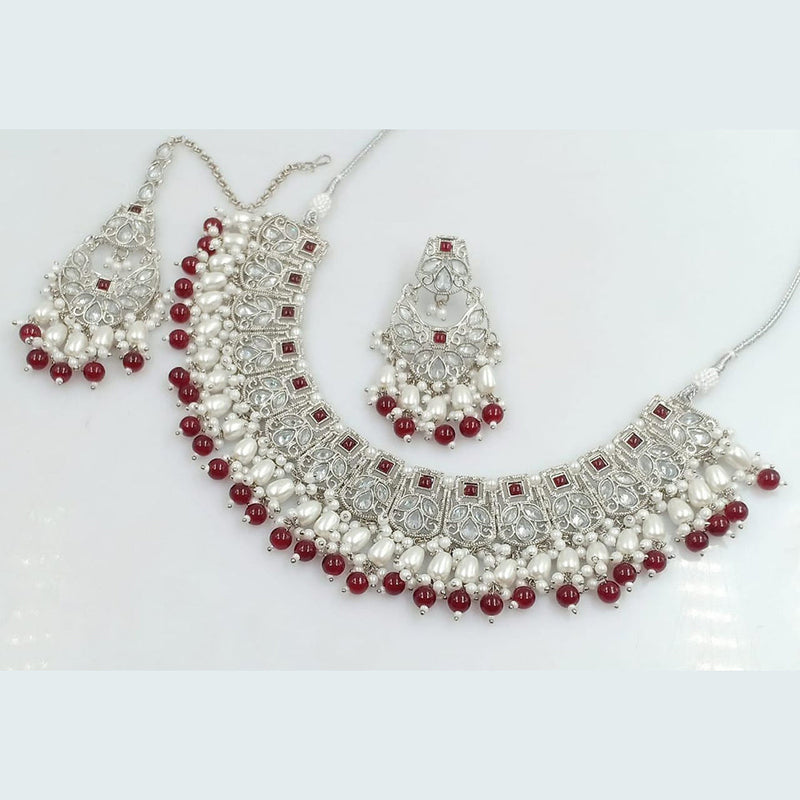 Manisha Jewellery Silver Plated Crystal And Pearls Necklace Set