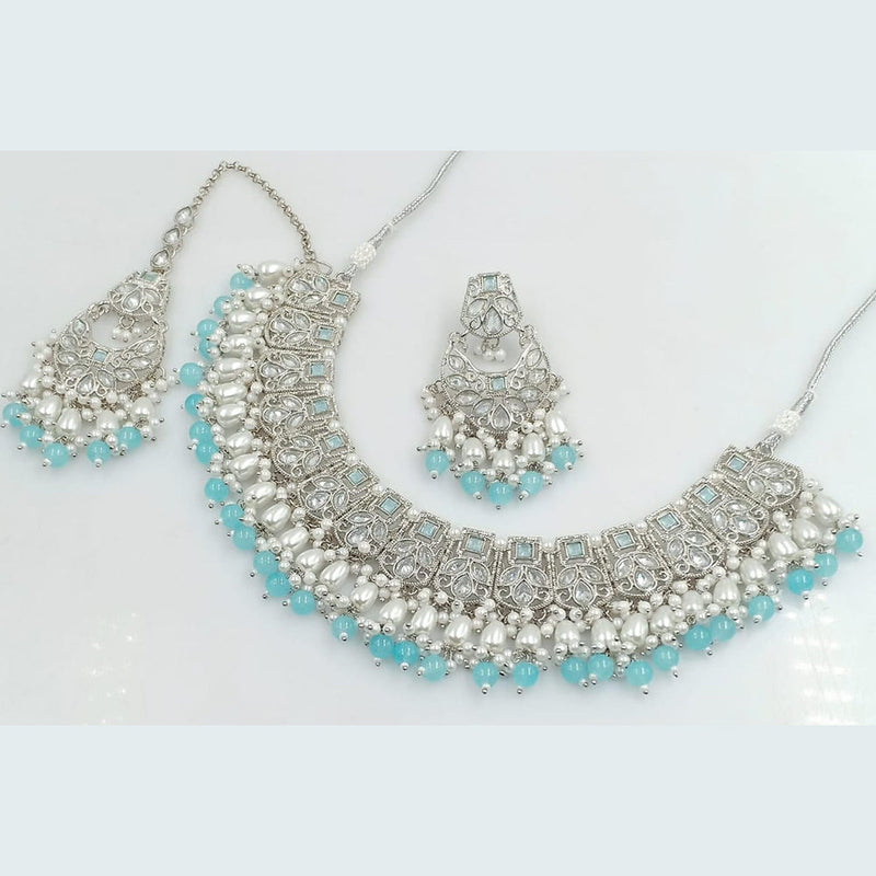 Manisha Jewellery Silver Plated Crystal And Pearls Necklace Set