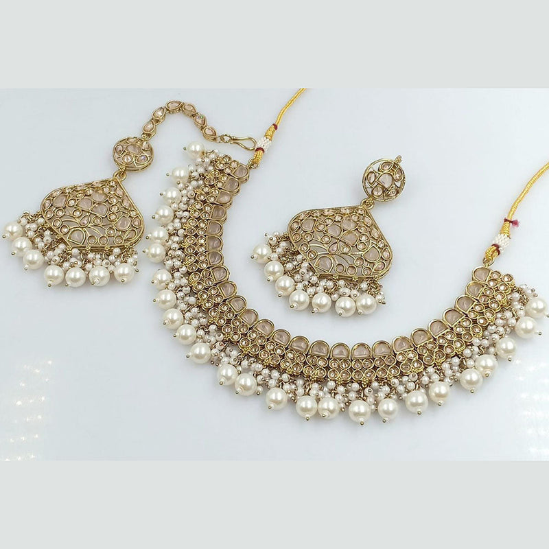 Manisha Jewellery Silver Plated Crystal And Pearls Necklace Set