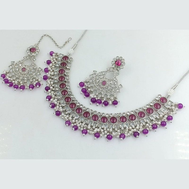 Manisha Jewellery Silver Plated Crystal And Pearls Necklace Set