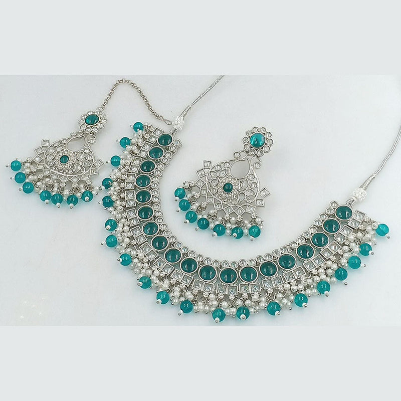 Manisha Jewellery Silver Plated Crystal And Pearls Necklace Set