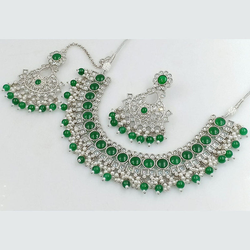 Manisha Jewellery Silver Plated Crystal And Pearls Necklace Set