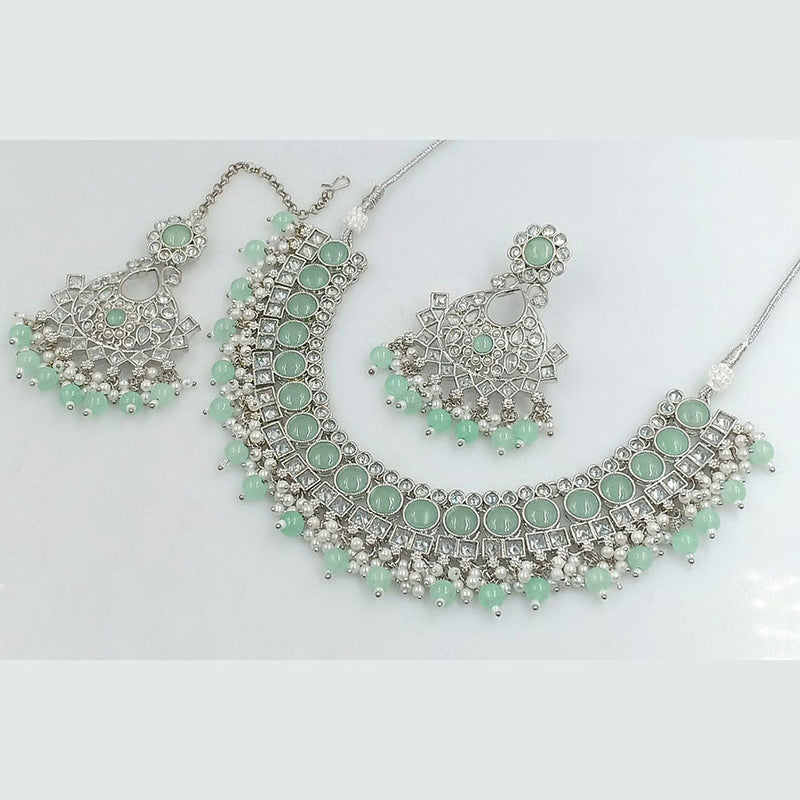 Manisha Jewellery Silver Plated Crystal And Pearls Necklace Set