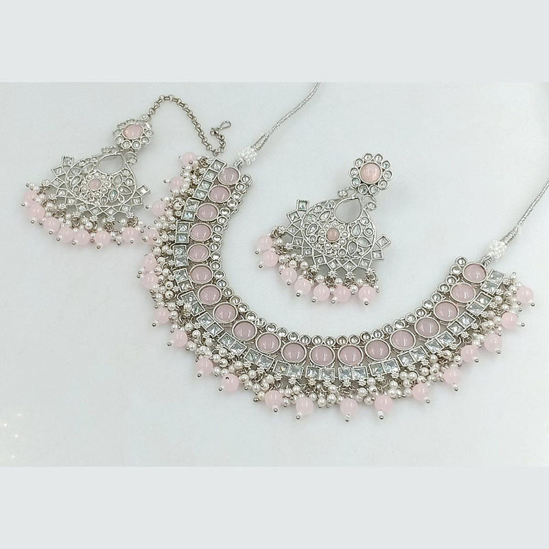 Manisha Jewellery Silver Plated Crystal And Pearls Necklace Set