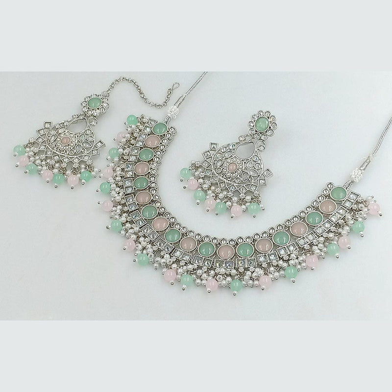 Manisha Jewellery Silver Plated Crystal And Pearls Necklace Set