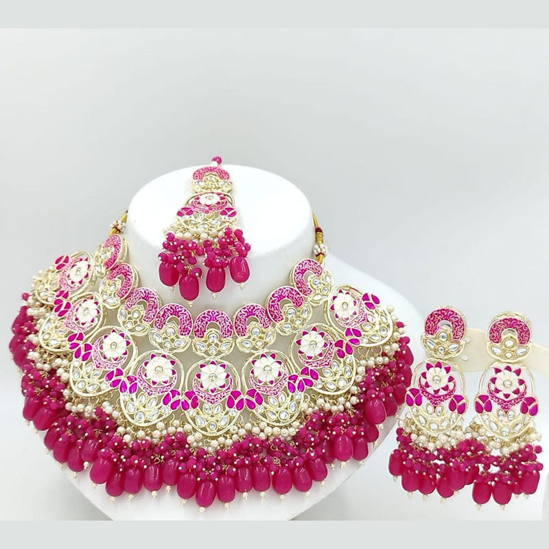 Manisha Jewellery Gold Plated Kundan Stone And Meenakari Necklace Set