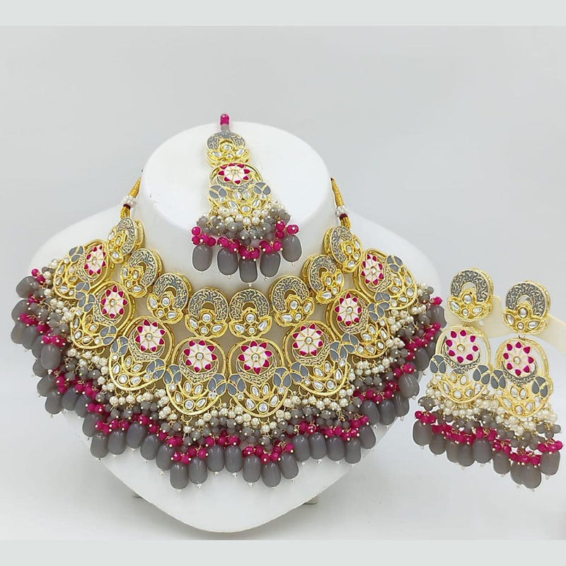 Manisha Jewellery Gold Plated Kundan Stone And Meenakari Necklace Set