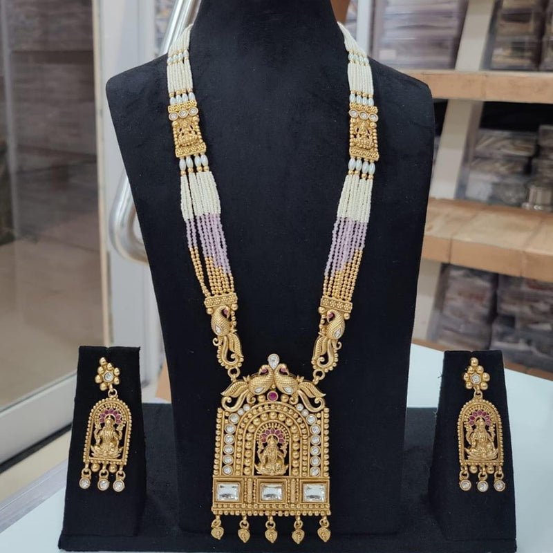 Manisha Jewellery Gold Plated Austrian Stone Temple Long Necklace Set