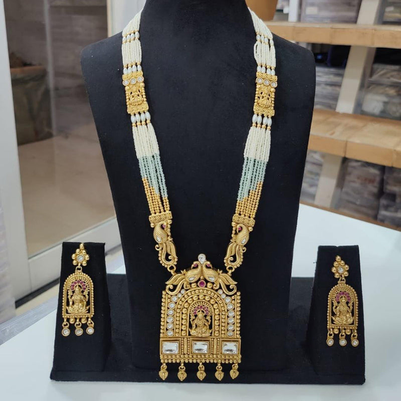 Manisha Jewellery Gold Plated Austrian Stone Temple Long Necklace Set