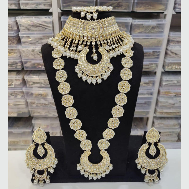 Manisha Jewellery Gold Plated Kundan Stone Double Necklace Set