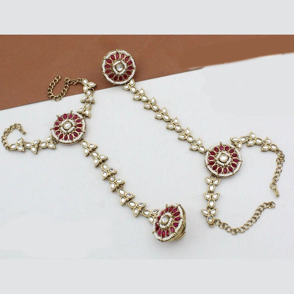 Manisha Jewellery Gold Plated Kundan Stone And Pearls Hand Harness