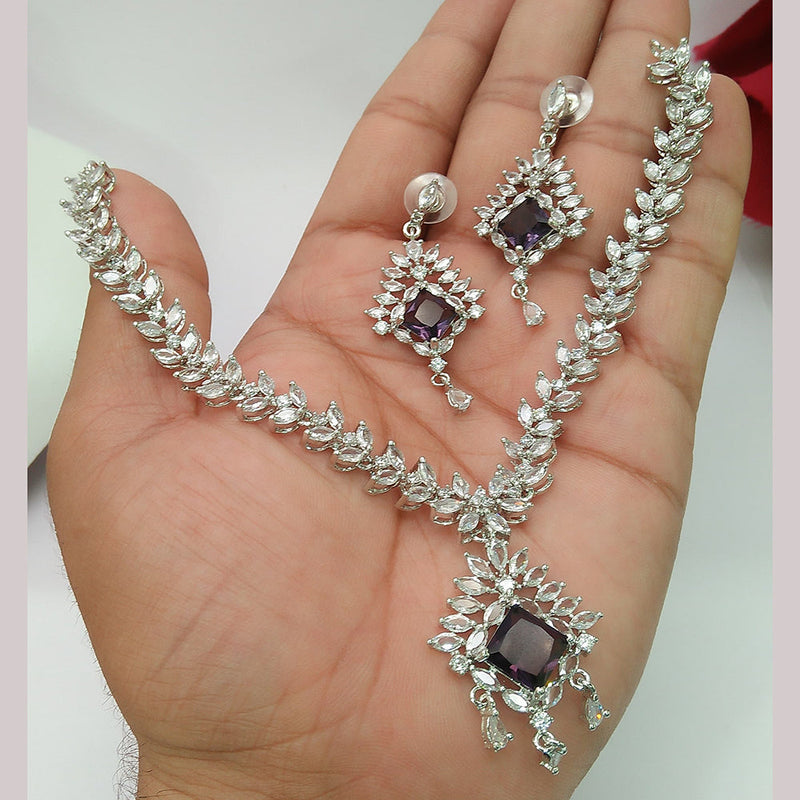 Manisha Jewellery Silver Plated AD Necklace Set