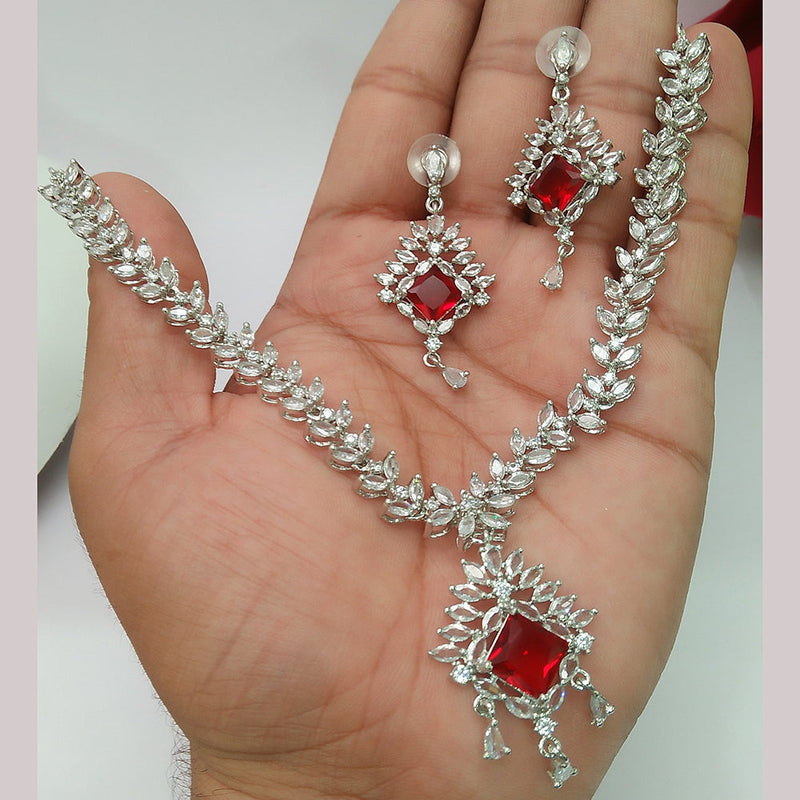 Manisha Jewellery Silver Plated AD Necklace Set