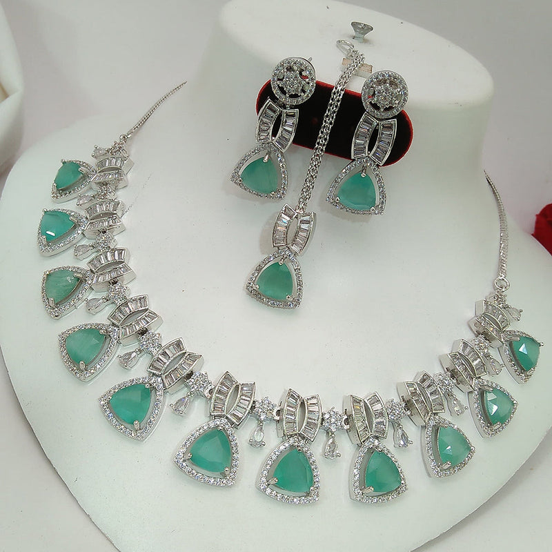 Manisha Jewellery Silver Plated AD Necklace Set