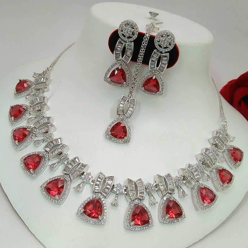 Manisha Jewellery Silver Plated AD Necklace Set