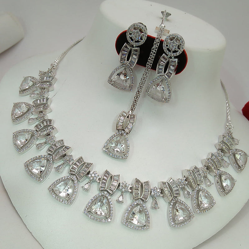 Manisha Jewellery Silver Plated AD Necklace Set