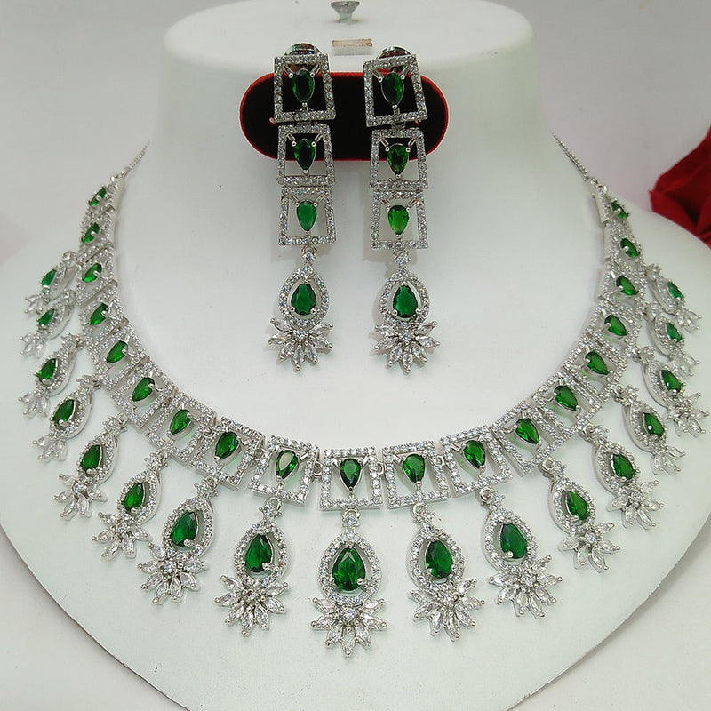 Manisha Jewellery Silver Plated AD Necklace Set