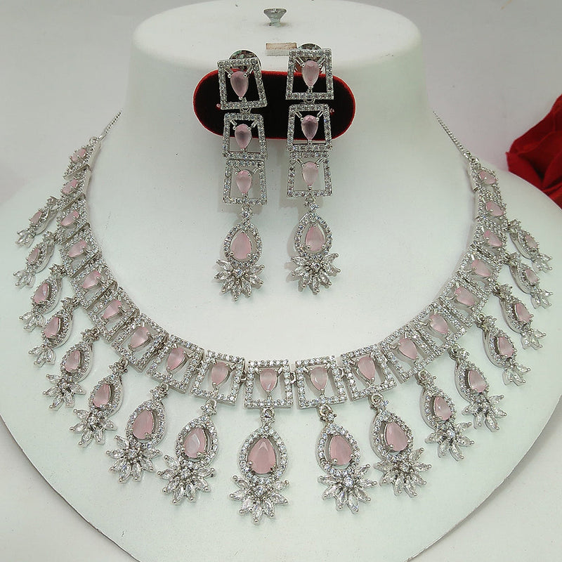 Manisha Jewellery Silver Plated AD Necklace Set