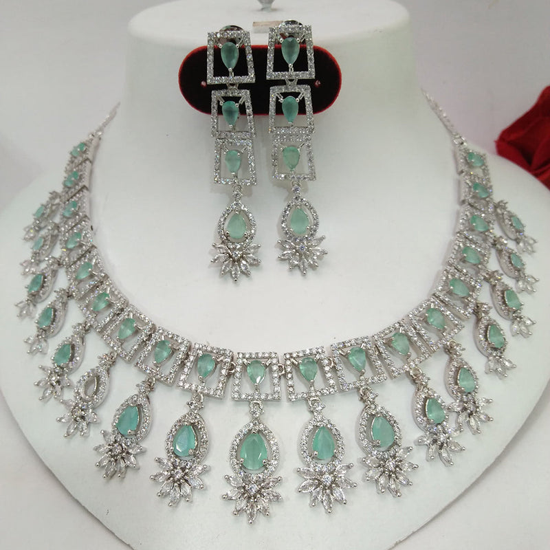 Manisha Jewellery Silver Plated AD Necklace Set