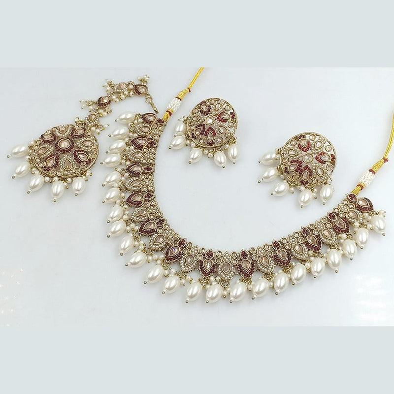 Manisha Jewellery Gold Plated Crystal And Pearls Necklace Set