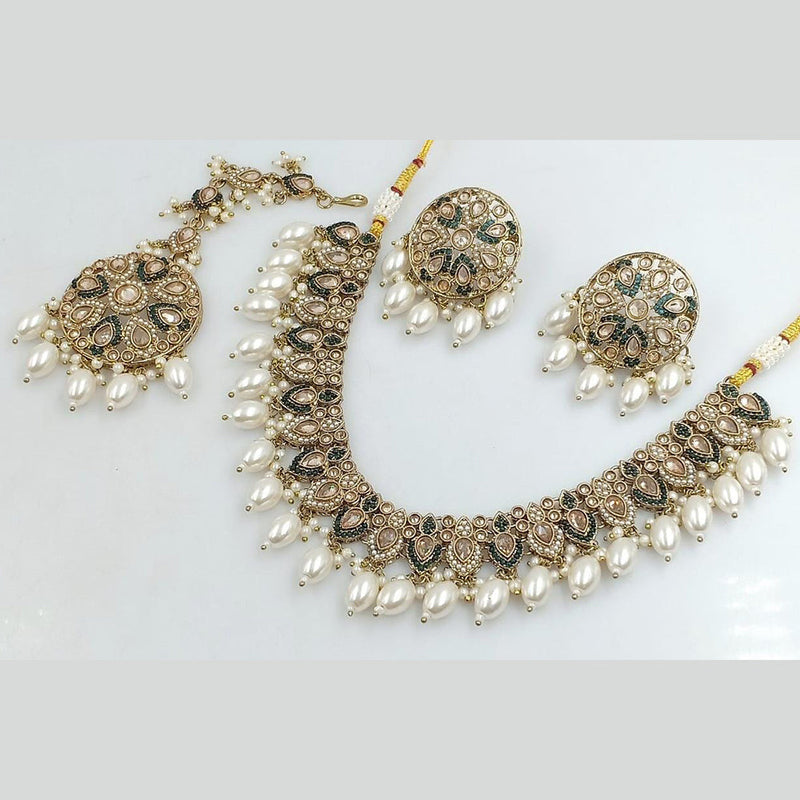 Manisha Jewellery Gold Plated Crystal And Pearls Necklace Set