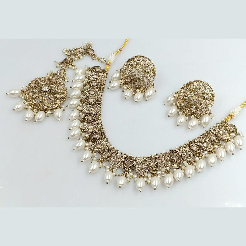 Manisha Jewellery Gold Plated Crystal And Pearls Necklace Set