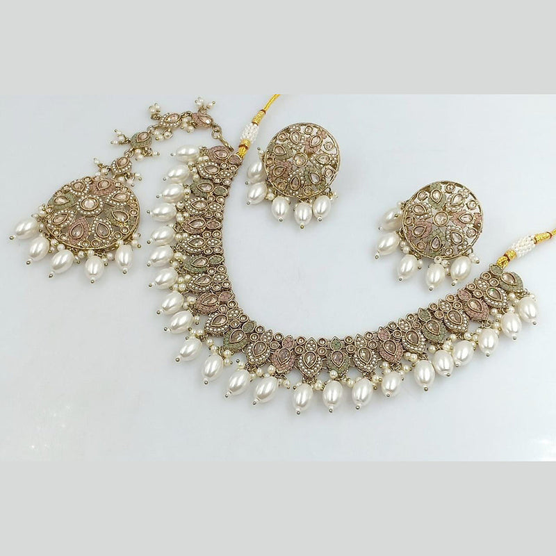 Manisha Jewellery Gold Plated Crystal And Pearls Necklace Set