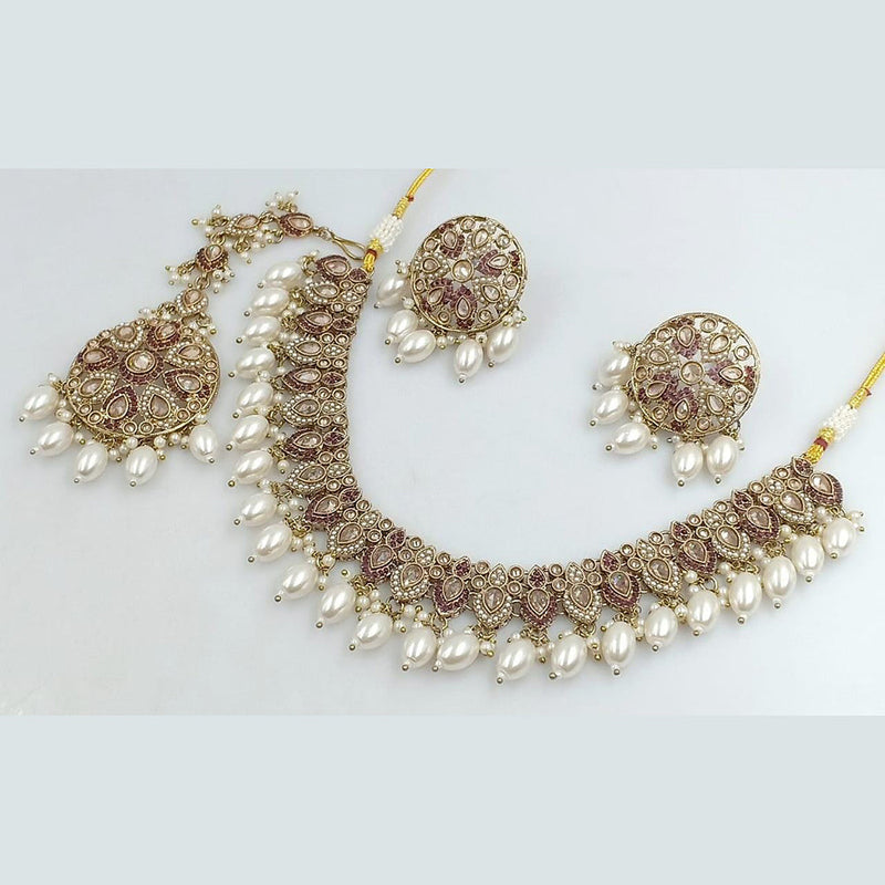 Manisha Jewellery Gold Plated Crystal And Pearls Necklace Set