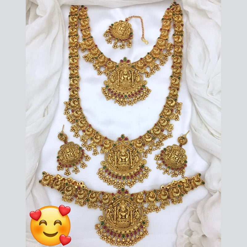 Manisha Jewellery Gold Plated Pota Stone Temple Bridal Set