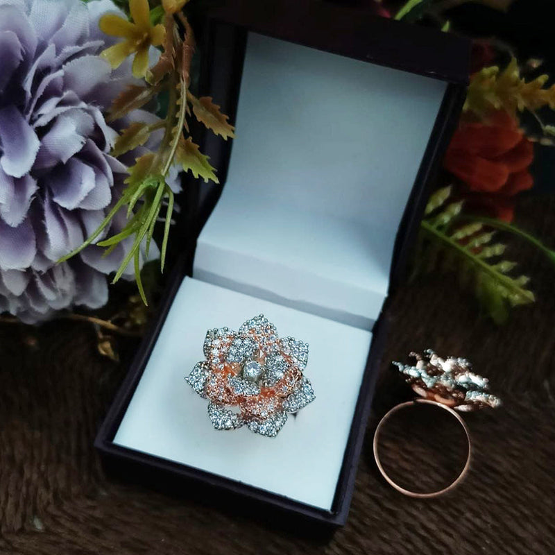 Manisha Jewellery  Rose Gold Plated Austrian Stone Adjustable Ring