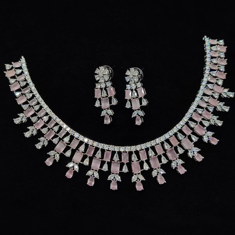 Manisha Jewellery Silver Plated AD Necklace Set