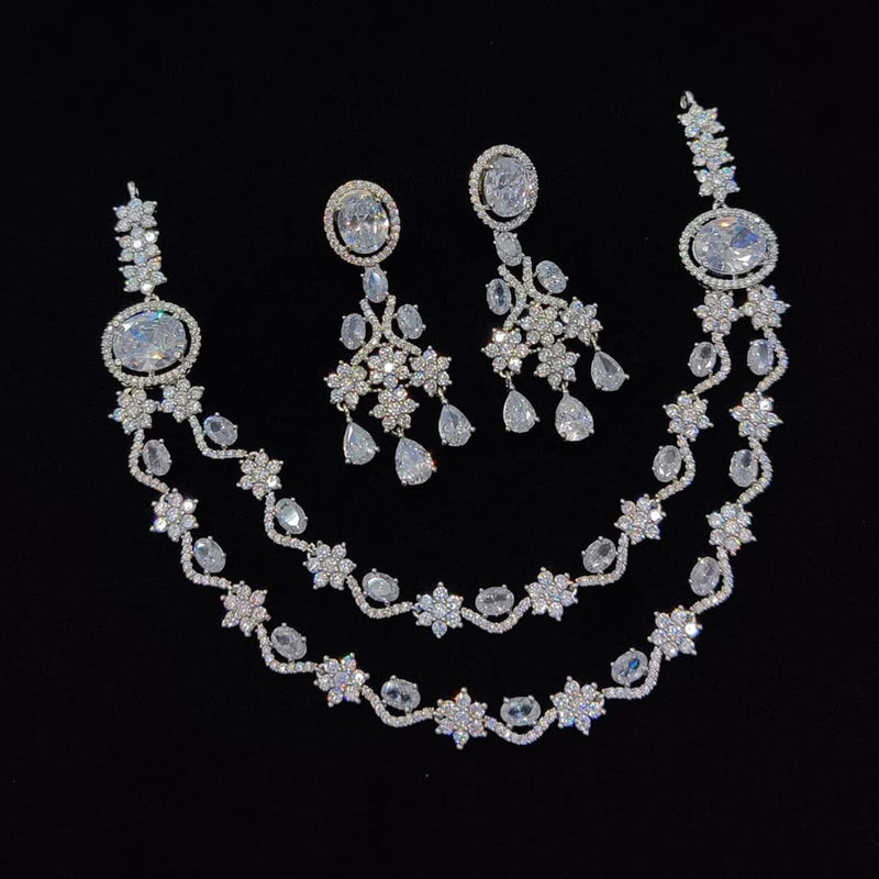 Manisha Jewellery Silver Plated AD Necklace Set