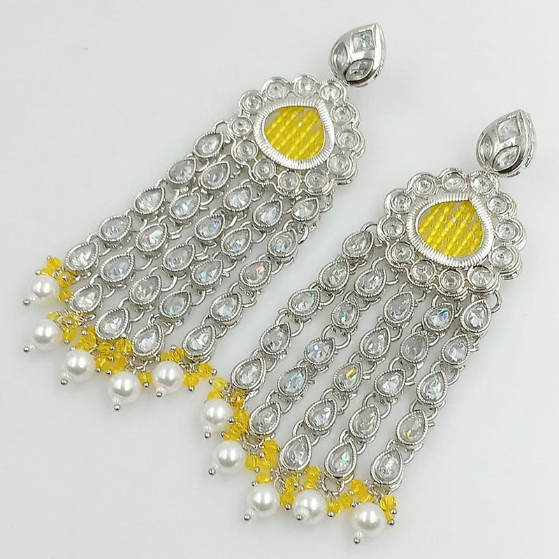 Manisha Jewellery Silver Plated Crystal Stone And Pearls Dangler Earrings