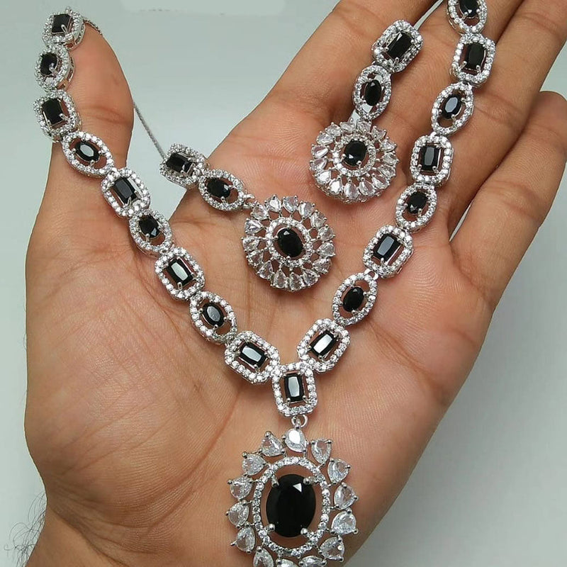 Manisha Jewellery Silver Plated AD Necklace Set