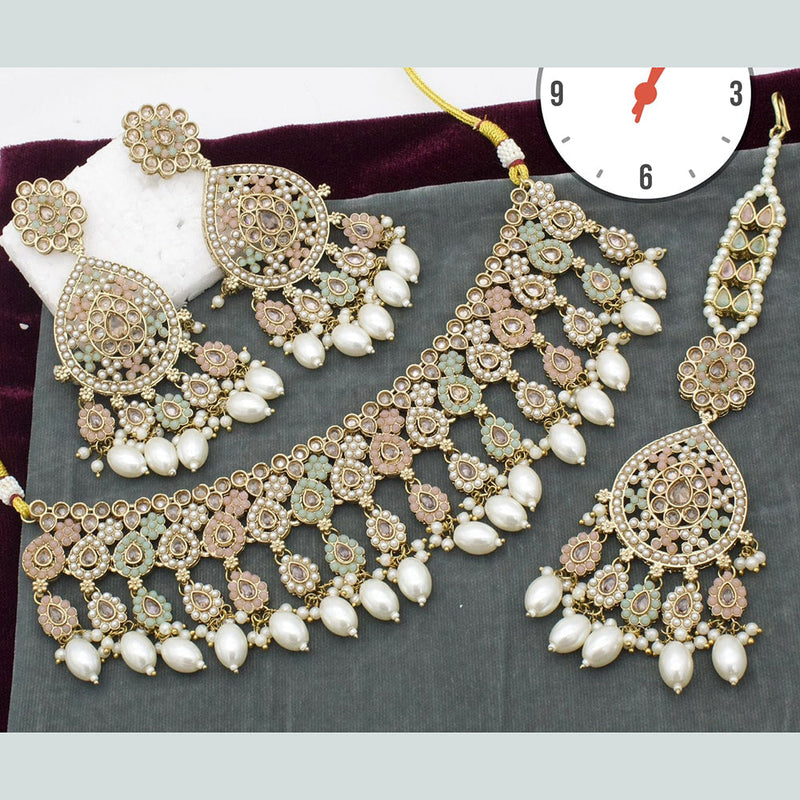 Manisha Jewellery Gold Plated Crystal Stone And Pearls Choker Necklace Set