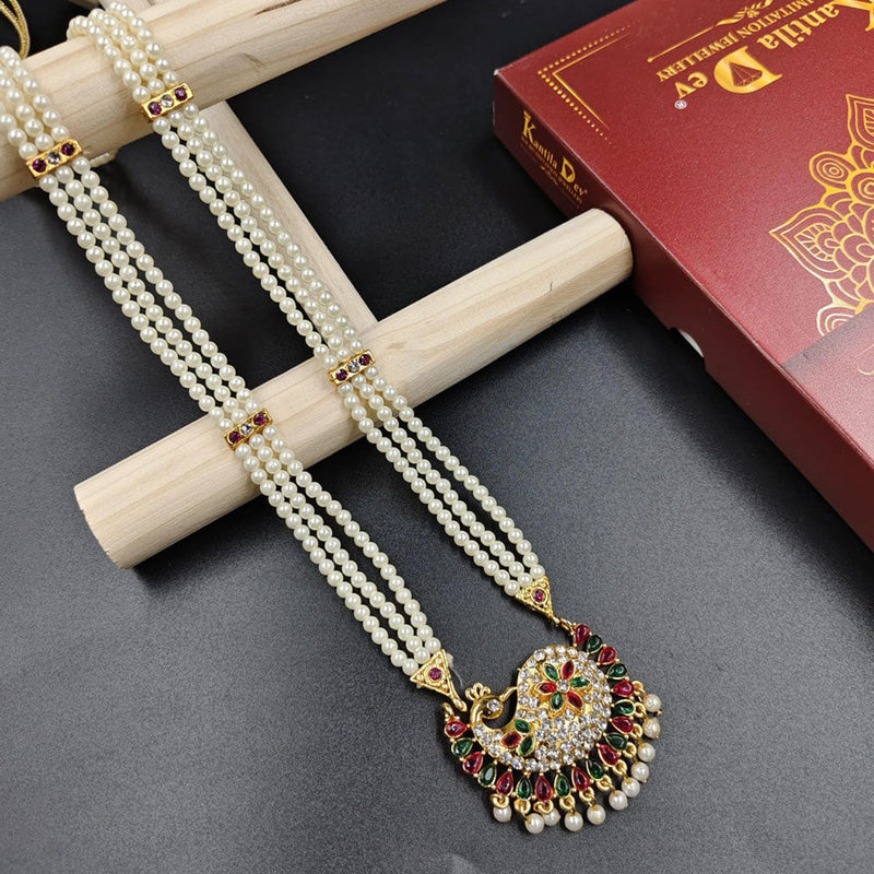 Manisha Jewellery Gold Plated Austrian Stone And Pearl Long Necklace