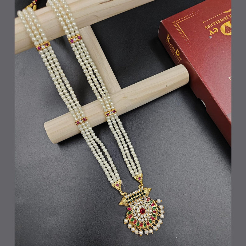 Manisha Jewellery Gold Plated Austrian Stone And Pearl Long Necklace