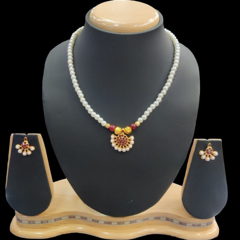 Manisha Jewellery Gold Plated Austrian Stone And Pearl Necklace Set