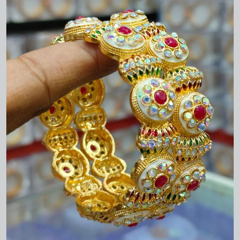 Manisha Jewellery Gold Plated Austrian Stone And Meenakari Bangles Set