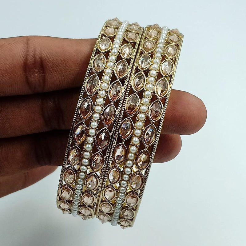 Manisha Jewellery Gold Plated Crystal Stone And Pearl Bangles Set