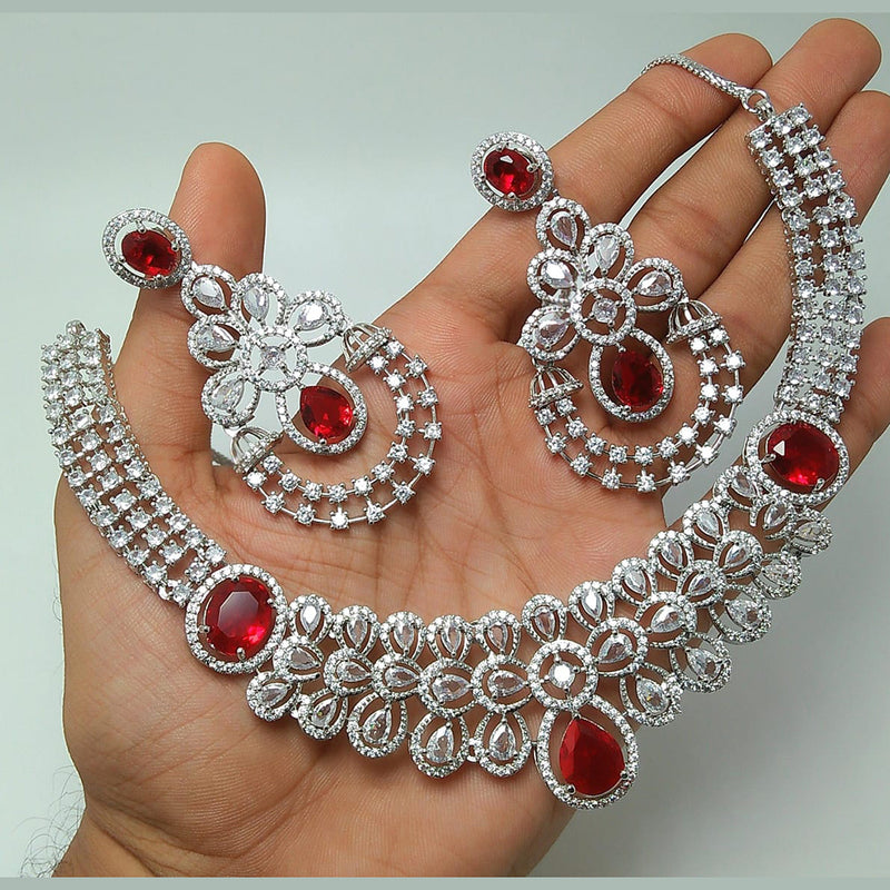 Manisha Jewellery Silver Plated AD Necklace Set