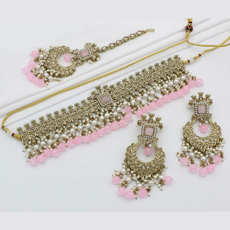 Manisha Jewellery Gold Plated Crystal Stone Choker Necklace Set