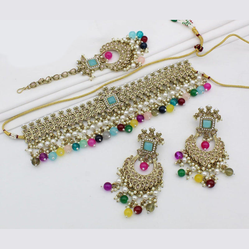 Manisha Jewellery Gold Plated Crystal Stone Choker Necklace Set