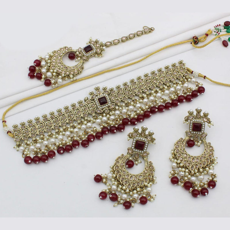 Manisha Jewellery Gold Plated Crystal Stone Choker Necklace Set