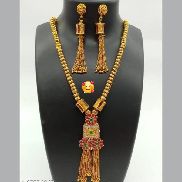 Manisha Jewellery Gold Plated Pota Stone Long Necklace Set