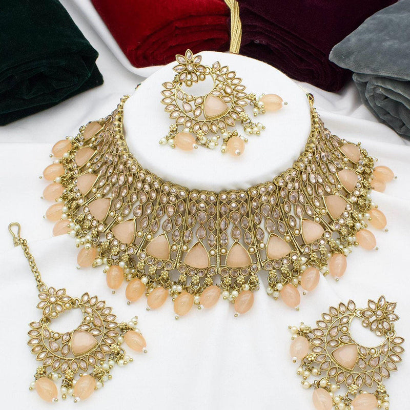 Manisha Jewellery Gold Plated Crystal Stone And Pearls Choker Necklace Set