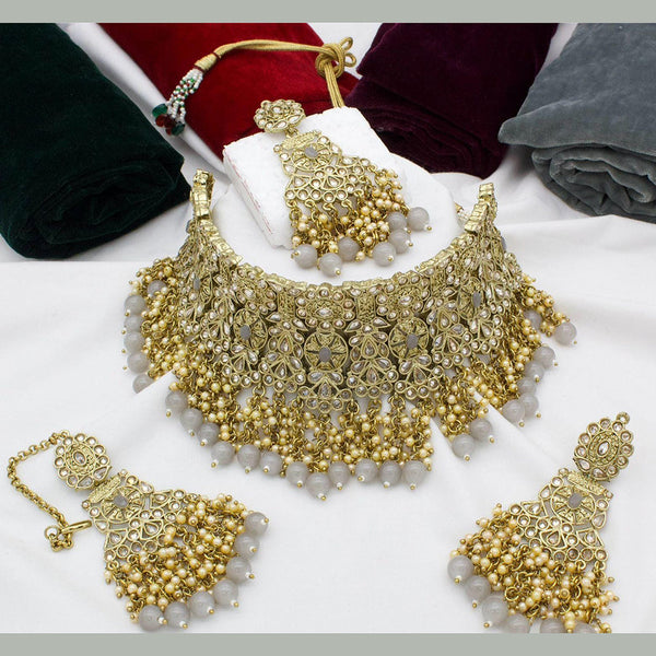 Manisha Jewellery Gold Plated Crystal Stone And Pearls Choker Necklace Set