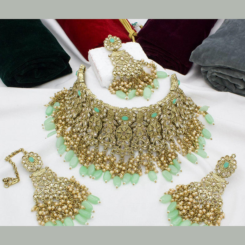 Manisha Jewellery Gold Plated Crystal Stone And Pearls Choker Necklace Set