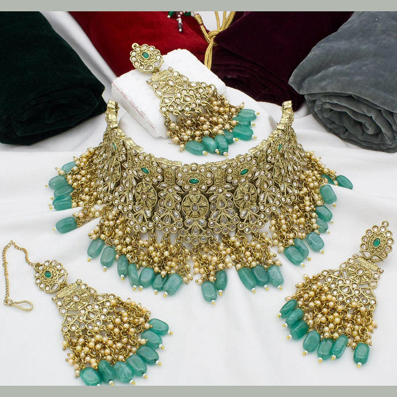 Manisha Jewellery Gold Plated Crystal Stone And Pearls Choker Necklace Set