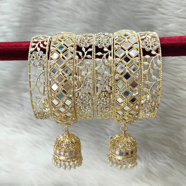 Manisha Jewellery Gold Plated Austrian Stone And Mirror Bangles Set